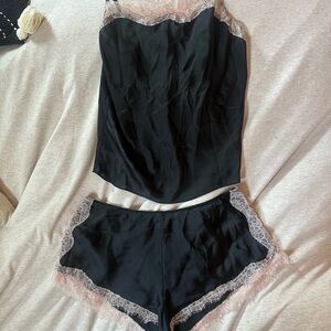 Victoria’s Secret Black Lace Trim Sleepwear Set